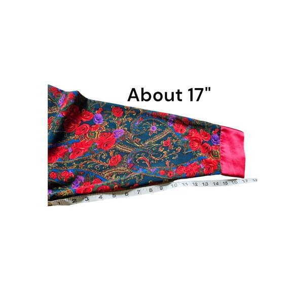 Victorias Secret Gold Label Womens Sleep Shirt Size Medium Red Rose Paisley Vtg - Picture 11 of 11